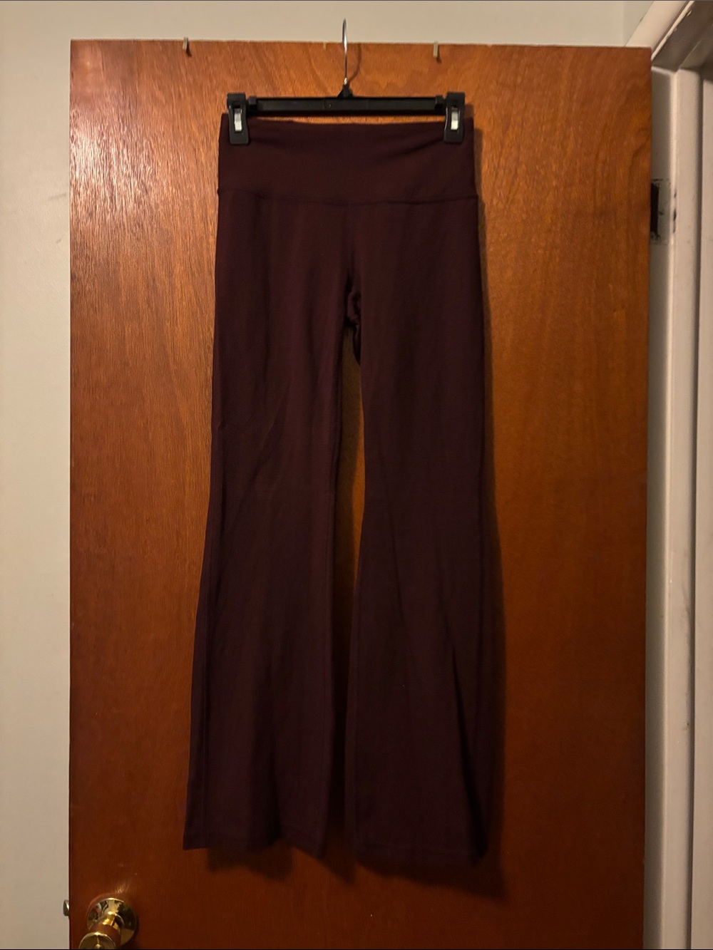 Women's High-Waist Flared Pants in Deep Plum
